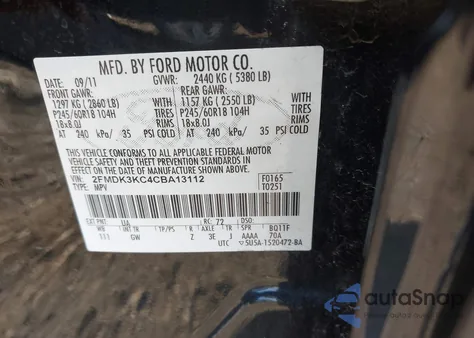 2012 Ford Edge Limited z USA, uszkodzony, nr VIN 2FMDK3KC4CBA13112